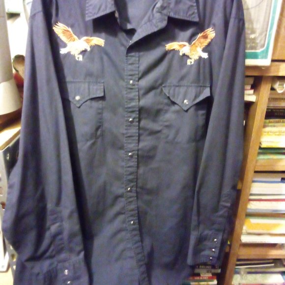 2 SZ XL HIGH NOON VINTAGE 90'S WESTERN LS SHIRTS PATRIOTIC THEMES - Picture 1 of 9
